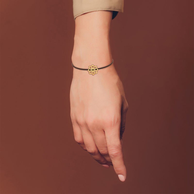 Miss L' by L'azurde Leather Bracelet Flower Pendant in 18K Gold - Image 2